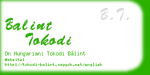 balint tokodi business card